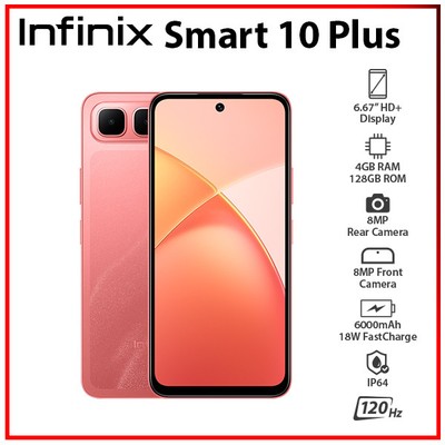 Infinix SMART 10 Plus 128GB　赤色 Infinix Smart 10 Plus 4GB+128GB RED Dual SIM Unlocked Android Cell