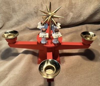 Vintage Albin Preissler German Advent Angel Candle Holder Christmas Decor Retro