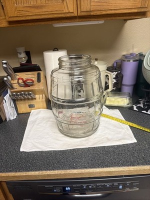 Antique Owen s Illinois Large Glass Pickle Jar Keg Barrel Style No Lid