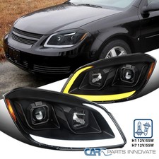 Fits 2005-2010 Chevy Cobalt 07-09 Pontiac G5 Black Projector Headlights Led Lamp