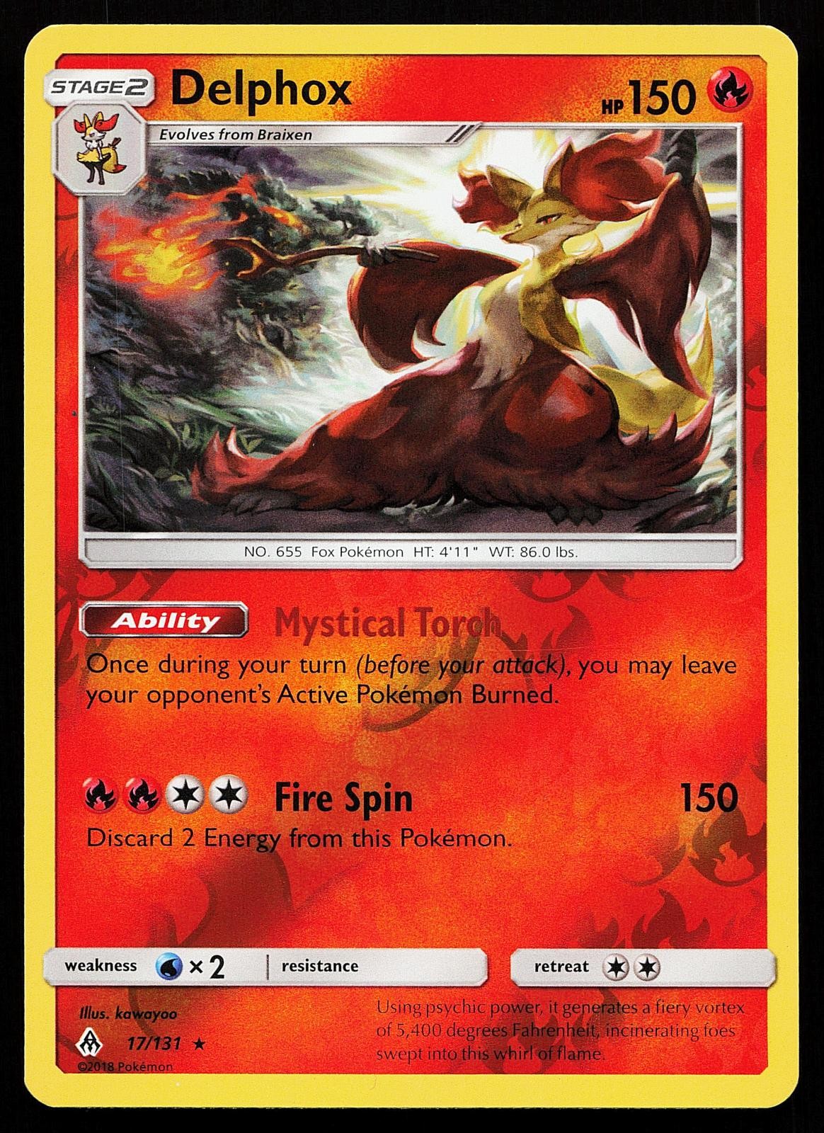 Delphox 17/131 Reverse Holo Rare Forbidden Light Pokemon Card