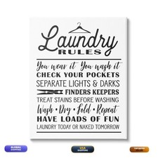 Stupell Industries Laundry Rules Hanger Typography Xxl Stretched Canvas Wall