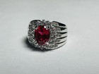 925 Sterling Silver Ruby Cocktail Ring Size 8  Signed BBJ 10g — photo 1
