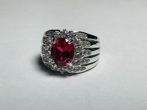 925 Sterling Silver Ruby Cocktail Ring Size 8  Signed BBJ 10g