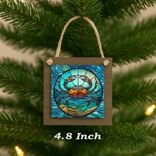 Coastal Crab Wall Sign, Wood-Framed Aluminum, Small or Large