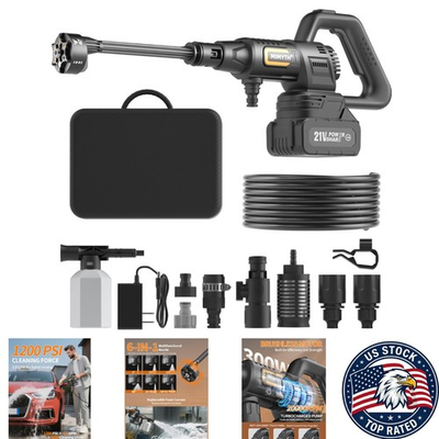 #ad Cordless 1200 PSI Portable Washer with 23FT Hose for Versatile Cleaning Tasks $125.37
