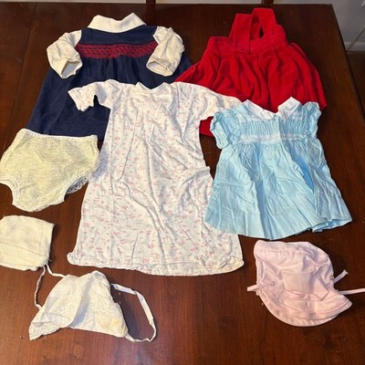 Vintage Clothing Girls Dresses Lot Bundle Bonnets Bloomers 8 pc
