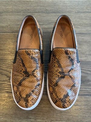 Vionic Splendid Demetra Boa Slip on Shoes Women's Size 8.5 Brown Snake Prints
