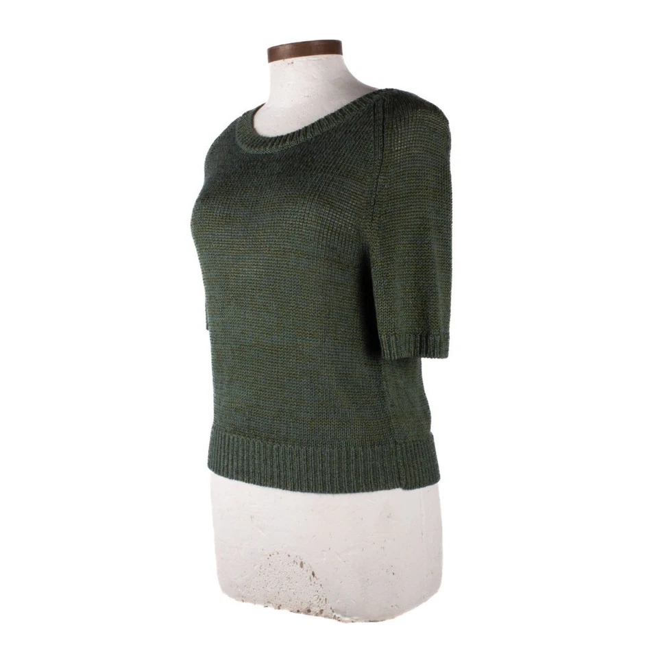 Suéter de manga corta DRIES VAN NOTEN mezcla de lino verde talla M Foto 2 de 4