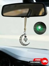 Luminous Moon Car Hanging Ornament Green Stone Rearview Mirror Decor Luminous Moon Car Hanging Ornament Green Stone Rearview Mirror Decor