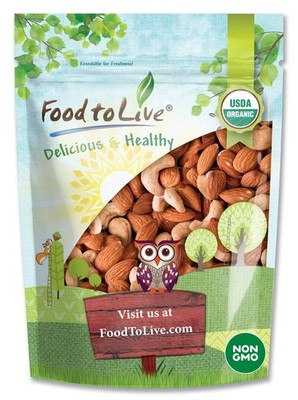 Organic Dry Roasted Almonds and Cashews Mix - Non GMO, Vegan - by Food to Live