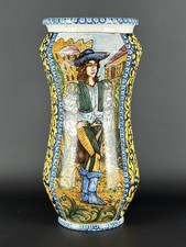 Ceramica Siciliana Grande Vaso Albarello 40cm Maiolica Policroma Messina