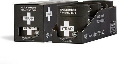 STRAP Black Bamboo Hypoallergenic Body Tape | Sports Tape, Athletic Tape, Kinesi