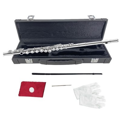 C Key 16 Holes Flute Nickel Silver Closed Hole Flute with Case & Accessories