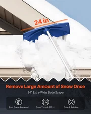Snow Roof Rake, 24 in PP Plastic Blade, 3.8-18.2 ft Adjustable Roof Snow Scraper