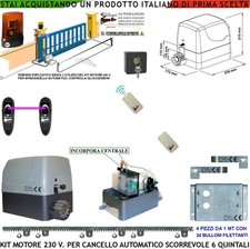 Cancello Elettrico Scorrevole Kit 230 V 6 Q.li 2 Radioc Foto Faro 4 Cremag Selet