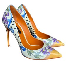DOLCE & GABBANA Multicolor Floral Printed Patent Pointed Toe Pumps, Size 36
