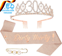 "\"Dirty Thirty \" 30. Geburtstags-Krone SchäRpe Set, RoséGold Geburtstags Tiara Fü"