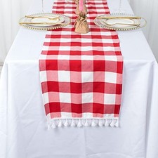 Buffalo Check Table Runner 14x72 Inch Plaid Cotton 14x72 inch Red and White