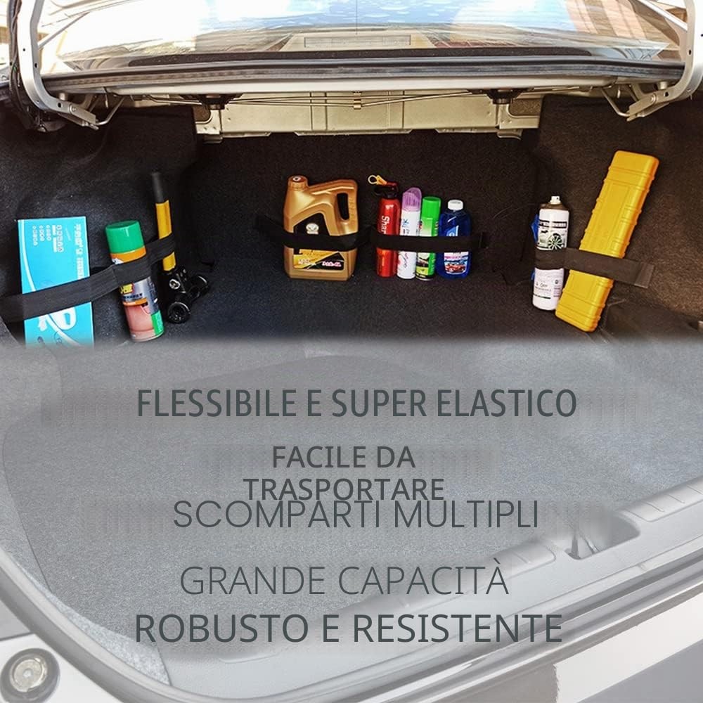 Organizer - Auto 80cm con 2 Tasche Elastico Portaoggetti Bagagliaio Auto Multiuso - Miniatura 10