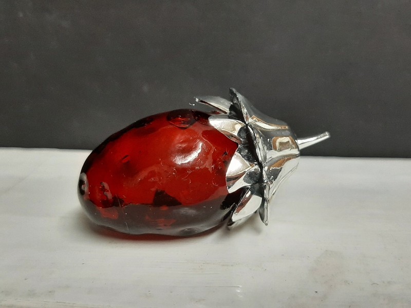Mini Avon Strawberry Red Glass Vintage Miniature Perfume Sample - FULL