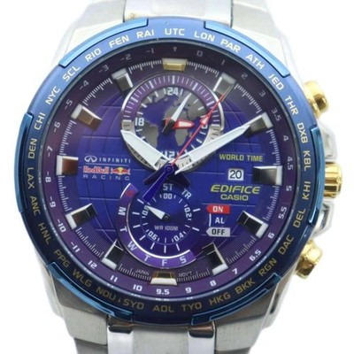 Edifice Efr-550Rb Watch Quartz Blue Dial With Calendar Chronograph Silver Color