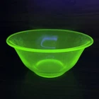 Hazel Atlas Green Vaseline Uranium Mixing Bowl 9" Vintage Depression Era UV Glow