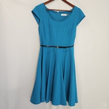 Calvin Klein women s size 12 teal aqua a-line midi dress Office Cocktail Classic