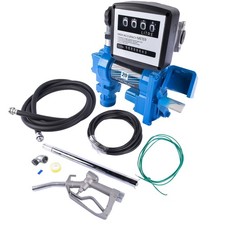 12V DC Diesel Gasoline Fuel Transfer Pump 20GPM w/ Oil Meter Anti-Explosive Blue