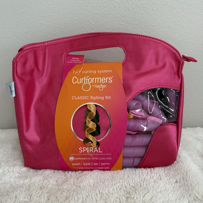 Curlformers Classic No-Heat Spiral Rollers 22in Extra Long Pink/Purple 40pc