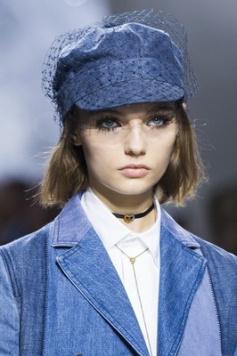 CHRISTIAN DIOR Arty Denim Cap with Veil