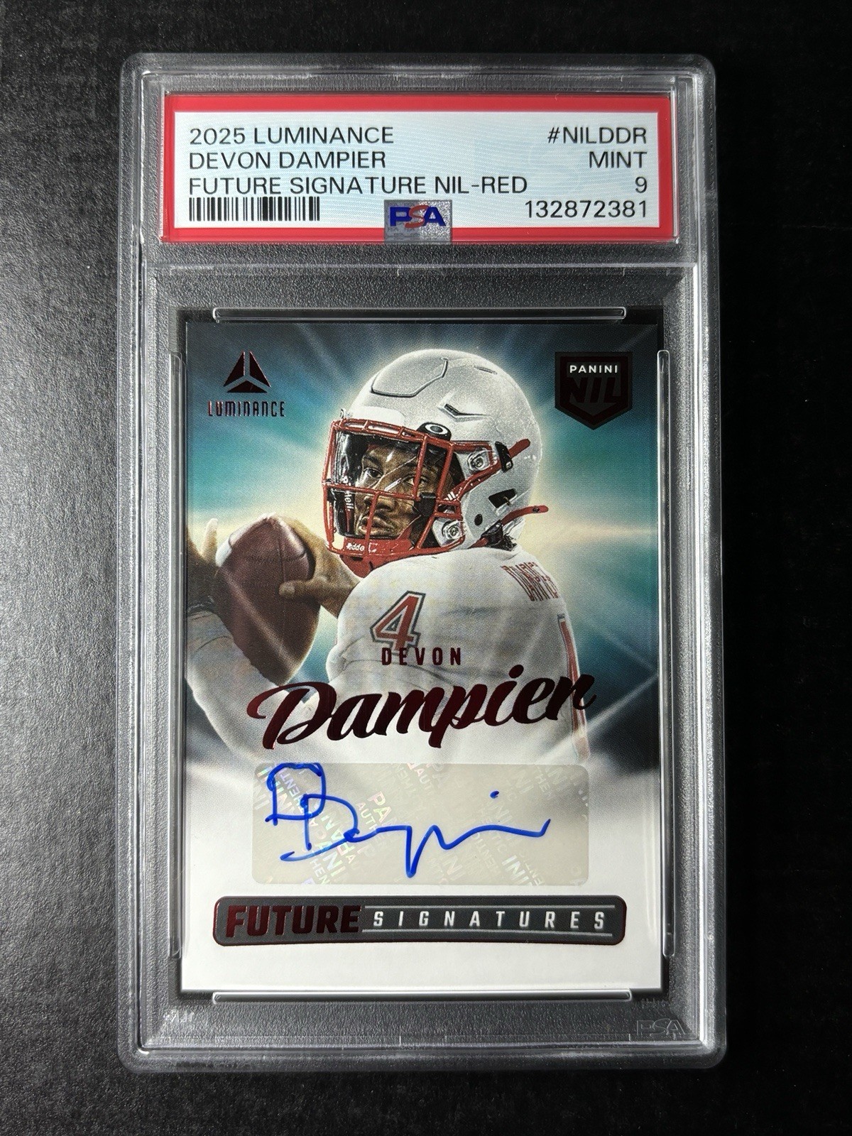 2025 Panini Luminance Devon Dampier Red Rare Auto PSA 9 Future Signatures