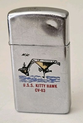 Zippo Cigarette Lighter U.S.S. KITTY HAWK CV-63 Naval Aircraft Carrier 1.25''W