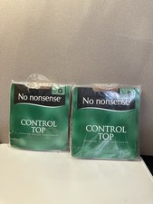 NWT 2 Pair No Nonsense Pantyhose Size Q-2 Tan Control Top Reinforced Toe