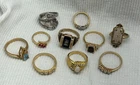 lot  Vintage Estate Rhinestone 10k gold and plated Costume Jewelry Lot of 10 Pcs