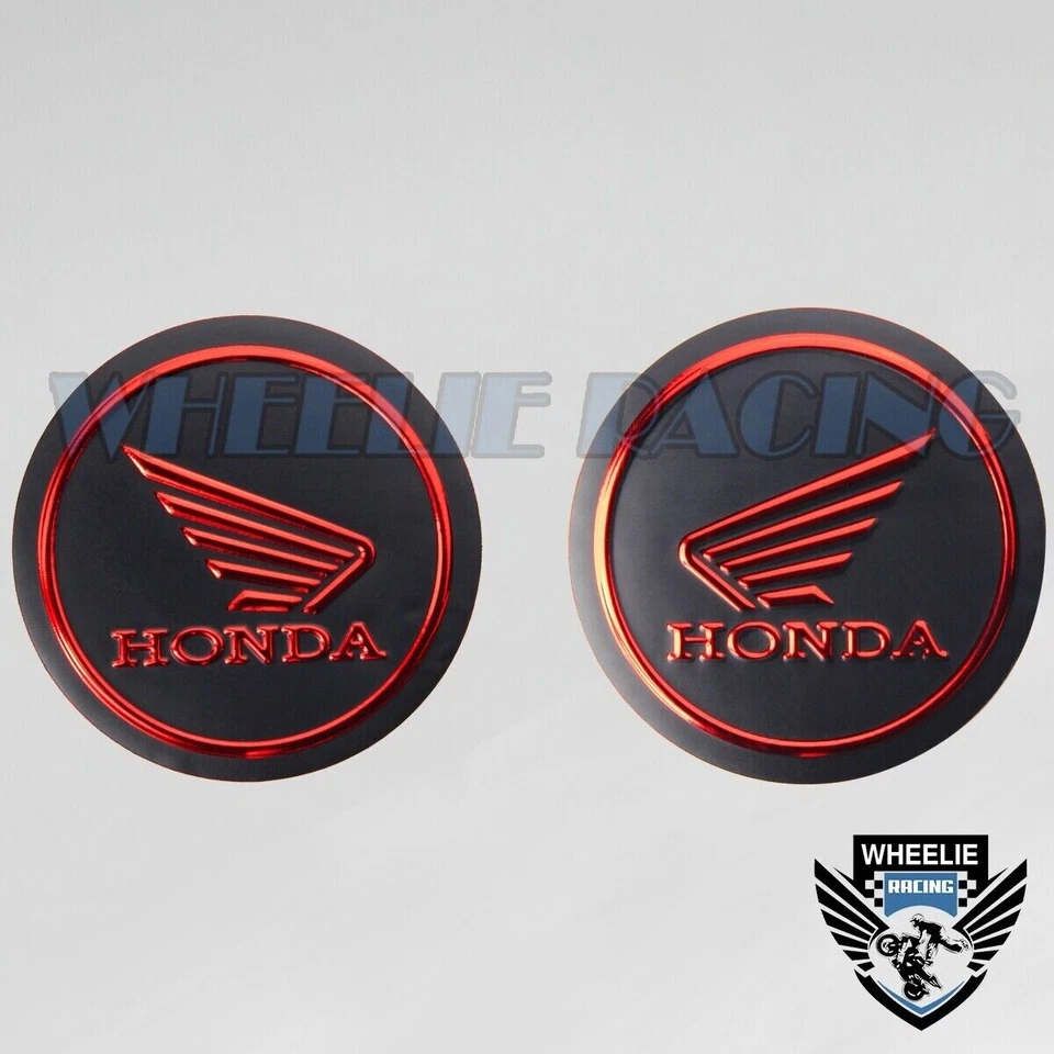 2,125" EMBLEMA DECALQUE LOGOTIPO CARENAGEM/TANQUE EMBLEMA ADESIVO HONDA PRETO FOSCO+VERMELHO CROMADO - Imagem 3 de 3