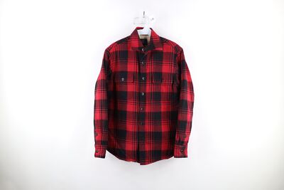 J Crew Mens XS Deep Pile Fleece Lined Flannel Button Shirt Jacket Jac Shirt