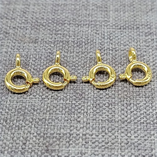 10pcs of 925 Sterling Silver Spring Ring Clasps w/ Open Jump Ring Gold Plated - Picture 1 of 4