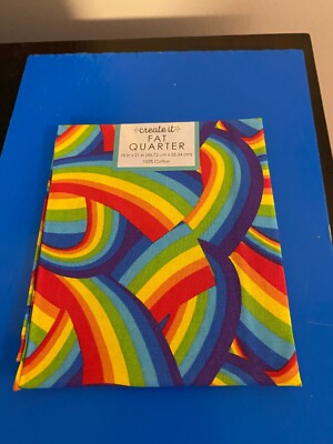 BRAND NEW CREATE IT 100% COTTON RAINBOW SKYPRECUT SEWING AND CRAFT FABRIC 18''X21