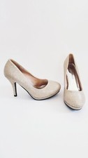 DAVIDS BRIDAL High Heels Shoes Arobin23 Gold Glittered Fabric Size 6