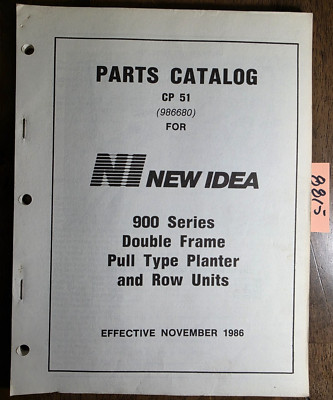 New Idea 900 Series Double Frame Planter CP 13 16 19 22- Parts Manual 11/86