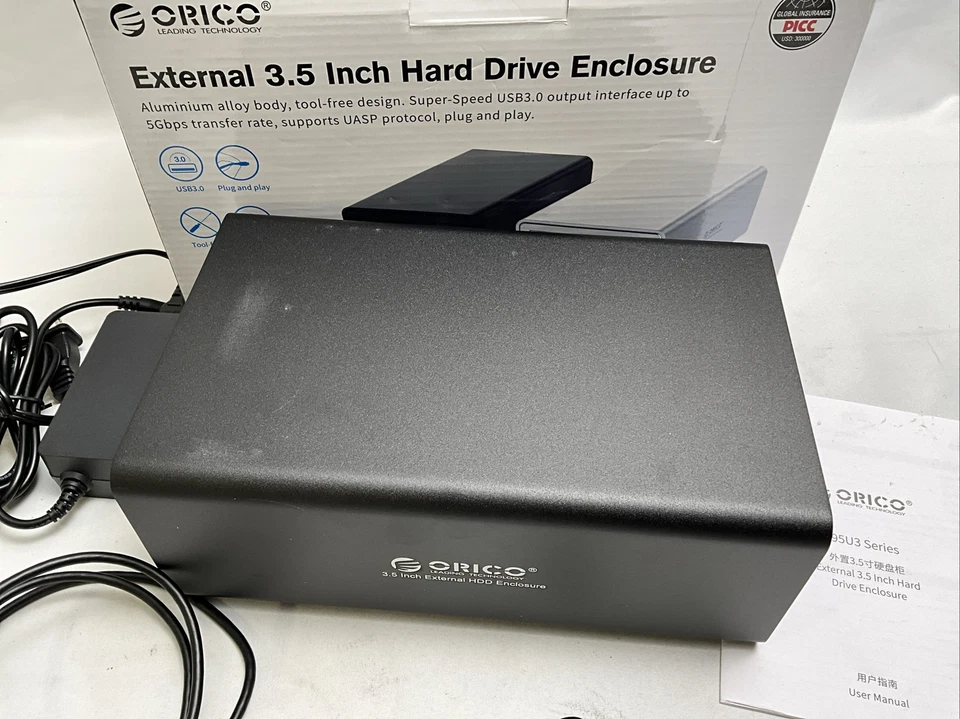 ORICO 2 Bay 3.5" Hard Drive Aluminium USB 3.0 SATA III HDD Caddy - Image 3 of 4