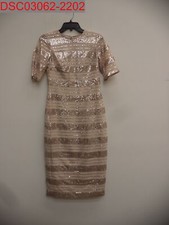NWOT - Vince Camuto Women's Champagne Sequin Stripe Midi Dress, Size 2