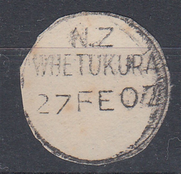 NEW ZEALAND 1907 WHETUKURA (NA) POSTMARK 'A' CLASS RATED 6 (ID:029
