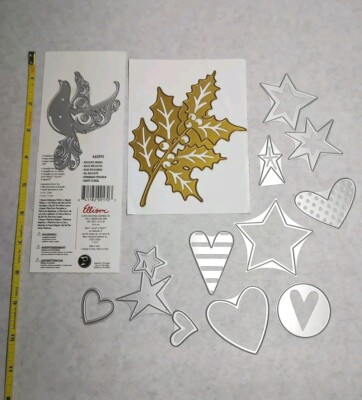 Ellison Die Set Cutting Tools Gold Silver Stars Hearts Bird for Cricut Cuttlebug