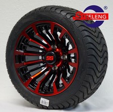 Golf Cart 12 Red-blk Matador Aluminum Wheels And 21540-12 Low Profile Tires4 Golf Cart 12 Red-blk Matador Aluminum Wheels And 21540-12 Low Profile Tires4