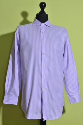 Brooks Brothers 346 langärmliges gestreiftes Slim Fit Herrenhemd Größe 16