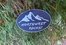 NW ROCKS!-Woods-Sticker-Pacific Northwest-Mountains-Rain-Fun-Trees-West Coast