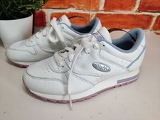 ELLESSE LATINA TRAINERS UK 3 EU 36 WHITE BLUE PINK LEATHER WOMENS LACE UP SHOES