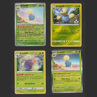 Jumpluff Pokemon Card Collection Set of 4 English Cards Rare Holo Reverse Grass